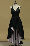 New Arrival Asymmetrical Evening Dresses Sheath Spaghetti Straps Black