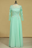 Prom Dresses Bateau A Line Chiffon Floor Length With Beading