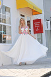 Prom Dresses Scoop Chiffon With Applique And Ruffles A Line