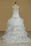 Wedding Dresses A Line Scalloped Neck Tulle With Ruffles And Beads