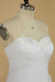 Sweetheart Pleated Bodice A Line Wedding Dress With Flowing Chiffon Skirt Beaded