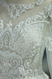 Gorgeous Wedding Dresses Scoop Tulle With Beadings Zipper Back Royal Train