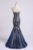 New Style Prom Dresses Mermaid Sweetheart Floor Length Tulle With Embroidery