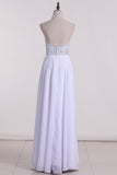 Halter Beaded Bodice A Line Prom Dresses Chiffon With Slit