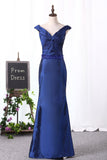 Off The Shoulder Prom Dresses Taffeta Sweep Train Detachable