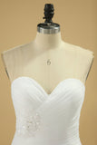 Tulle Sweetheart Ruched Bodice Wedding Dresses With Applique Mermaid