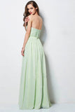 Hot Selling Prom Dresses A Line Floor Length Sweetheart Chiffon Belt Color Sage Discount Price Fast Delivery