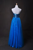 Cheap Prom Dresses Blue A Line Sweetheart Floor Length Organza Cz