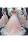 Ball Gown Quinceanera Dresses Sweetheart Tulle With Applique Lace Up