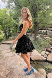 Charming Black A Line Sequins Short Homecoming Dresses