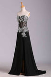 Prom Dresses Mermaid/Trumpet Black Sweetheart Chiffon With Rhinestone