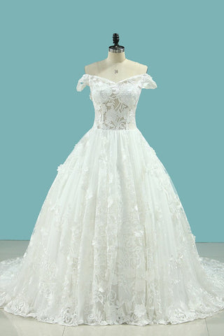 Wedding Dresses Off The Shoulder A Line Tulle With Applique