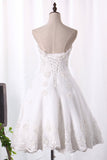 A Line Organza Wedding Dresses Sweetheart With Handmade Flowers