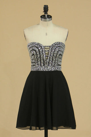 New Arrival Sweetheart Homecoming Dress Beaded Bodice Chiffon A Line