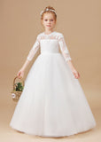 Princess Lace Tulle Satin Flower Girl Dresses