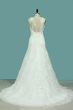 Scoop Lace With Applique Wedding Dresses Mermaid Court Train