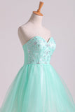 A Line Sweetheart Homecoming Dresses Beaded Bodice Tulle