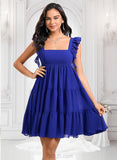 Lorena A-line Square Short Chiffon Homecoming Dress With Bow JLP0025665