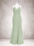 Nina Mermaid Ruched Chiffon Floor-Length Dress SJSP0019779