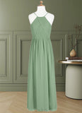 Ursula A-Line Pleated Chiffon Floor-Length Junior Bridesmaid Dress SJSP0019968