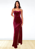 Dania A-Line Strapless Velvet Floor-Length Dress SJSP0019776