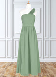 Charlize A-Line Pleated Chiffon Floor-Length Junior Bridesmaid Dress SJSP0019999