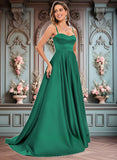 Kaylen A-line Sweetheart Sweep Train Satin Prom Dresses JLP0025846