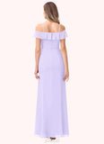 Sariah A-Line Off the Shoulder Chiffon Floor-Length Dress SJSP0019730