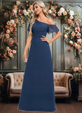 Macie A-line Asymmetrical Floor-Length Chiffon Bridesmaid Dress With Ruffle JLP0025801