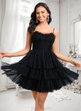 Leilani Ball-Gown/Princess Scoop Short Tulle Homecoming Dress With Pleated Ruffle JLP0025648