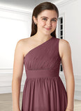 Vivienne A-Line Pleated Chiffon Asymmetrical Junior Bridesmaid Dress SJSP0019990