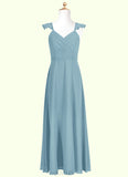 Lorelai A-Line Ruched Chiffon Floor-Length Junior Bridesmaid Dress SJSP0019986