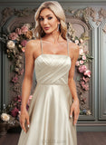 Julissa A-line Square Floor-Length Satin Bridesmaid Dress JLP0025789