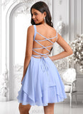 Alejandra A-line Scoop Short Chiffon Homecoming Dress With Pleated JLP0025654