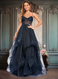 Reina Ball-Gown/Princess V-Neck Floor-Length Tulle Prom Dresses JLP0025863