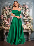 Adriana Ball-Gown/Princess Off the Shoulder Floor-Length Satin Prom Dresses JLP0025871