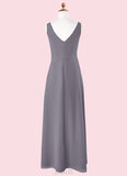 Salome A-Line Ruched Chiffon Floor-Length Junior Bridesmaid Dress SJSP0019984