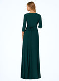 Braelyn Sheath Pleated Luxe Knit Floor-Length Dress SJSP0019795