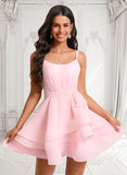 Carolyn A-line Scoop Mini Chiffon Homecoming Dress With Pleated JLP0025675