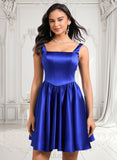 Lilith A-line Square Short Satin Homecoming Dress With Bow JLP0025672