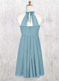 Marely A-Line Pleated Chiffon Mini Junior Bridesmaid Dress SJSP0019979