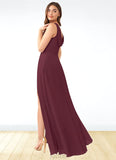 Joyce A-Line Pleated Chiffon Floor-Length Dress SJSP0019671