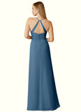 Perla A-Line Ruched Chiffon Floor-Length Dress SJSP0019789