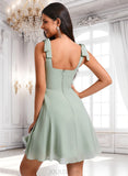 Vera A-line Square Short Chiffon Homecoming Dress With Bow JLP0025655