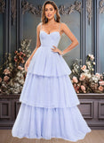 Annabelle Ball-Gown/Princess Sweetheart Sweep Train Tulle Prom Dresses With Bow JLP0025843