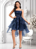 Marely Ball-Gown/Princess Straight Asymmetrical Organza Homecoming Dress With Sequins Appliques Lace JLP0025652