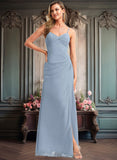 Annabelle A-line V-Neck Floor-Length Chiffon Bridesmaid Dress JLP0025726