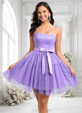 Desirae Ball-Gown/Princess Straight Short Tulle Homecoming Dress With Bow JLP0025717