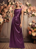 Lillian A-line Scoop Floor-Length Stretch Satin Bridesmaid Dress JLP0025829