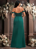 Laney A-line Off the Shoulder Floor-Length Satin Bridesmaid Dress JLP0025743